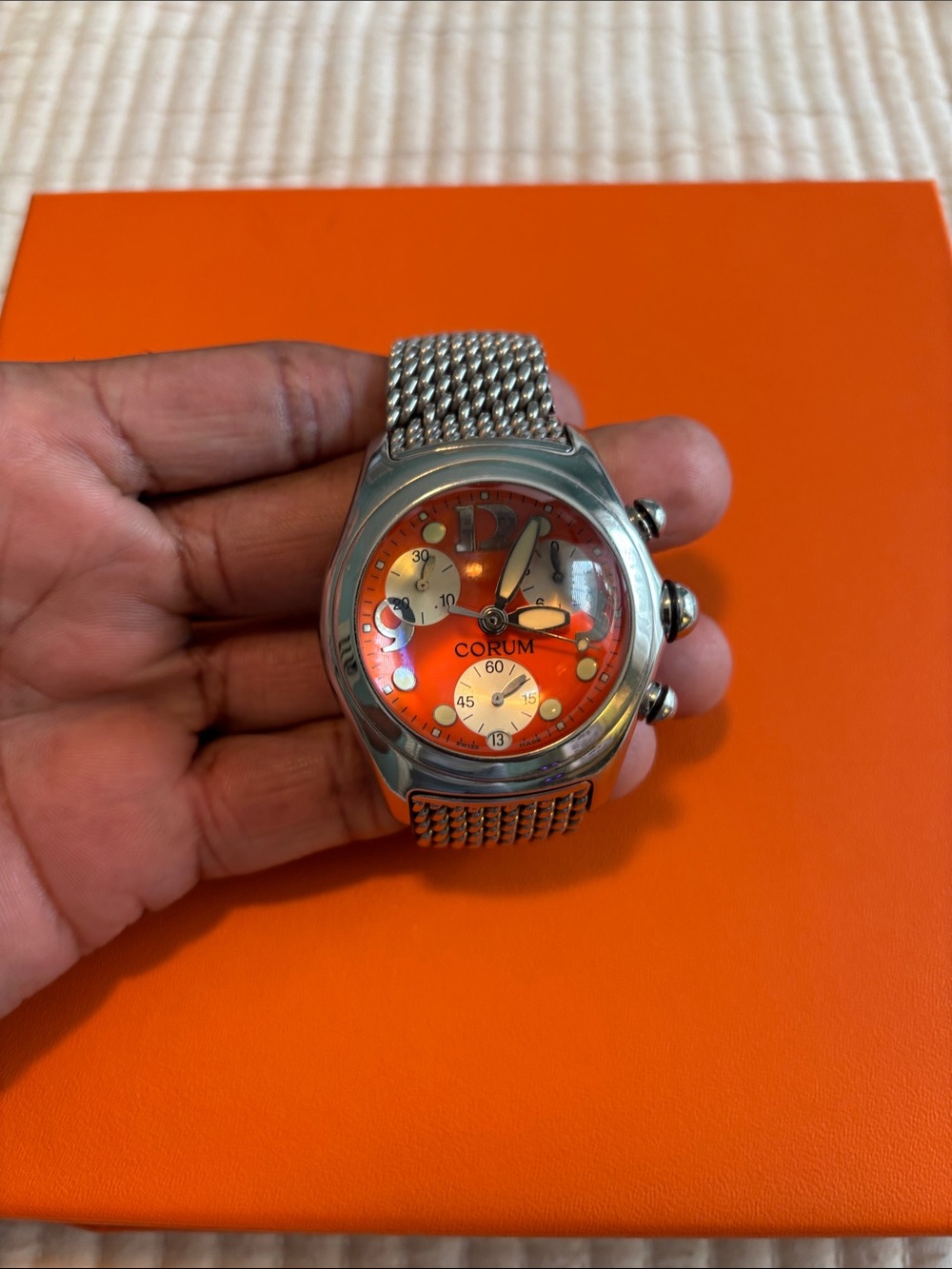 Vintage Corum Bubble Dial Stainless Steel Watch circa 1990